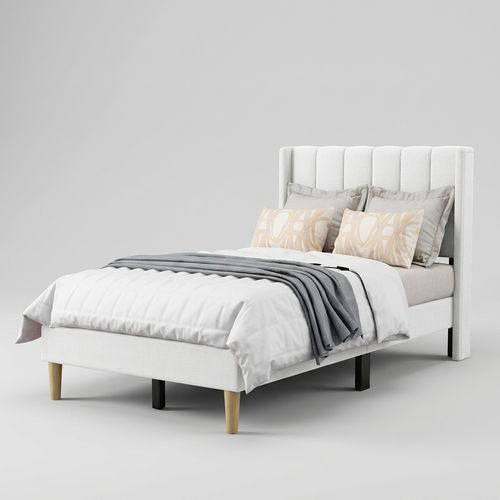 AGARTT Twin Platform Bed Frame — White Linen